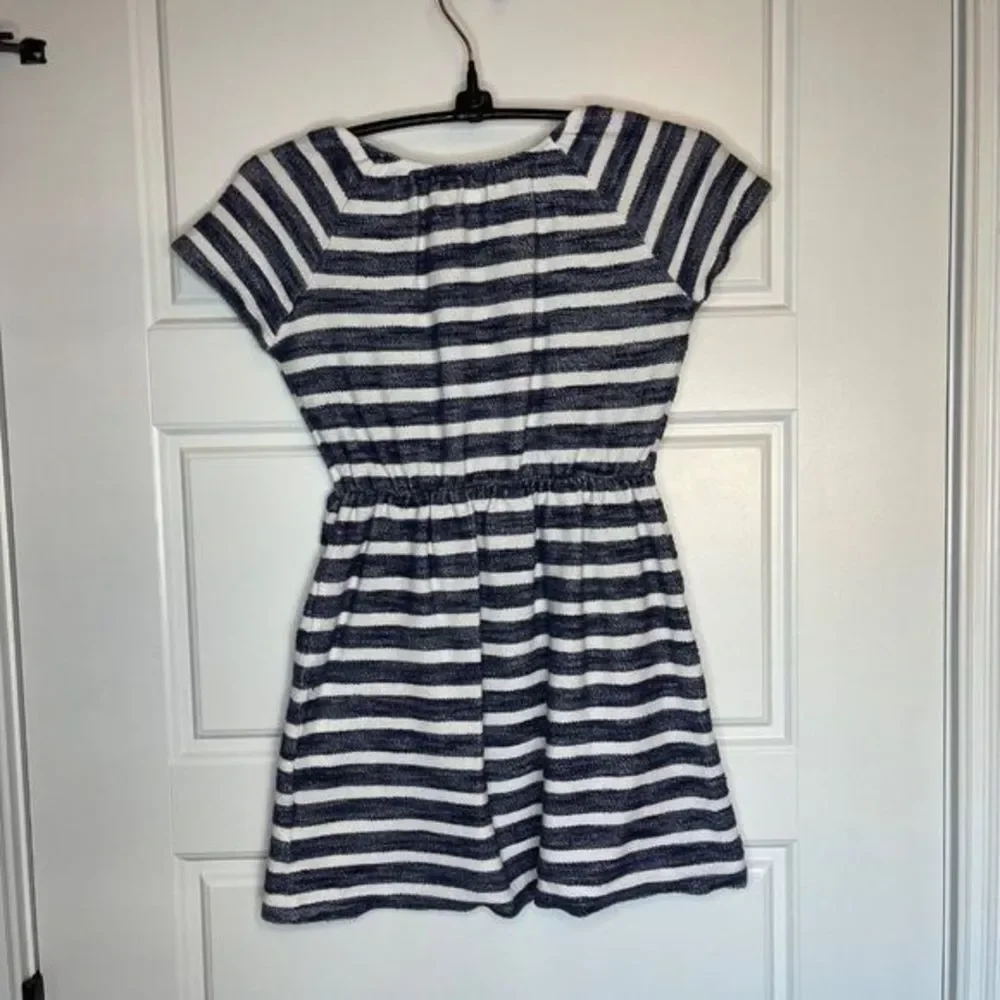 Old Navy 100% Cotton Blue‎ and White Striped Short Sleeve Sundress Girl's Sz 6-7